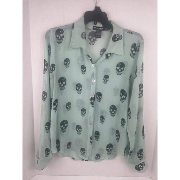 About a Girl Los Angeles Tops About A Girl Skull Print Sheer